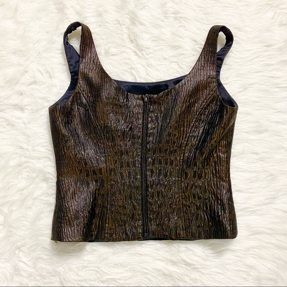 DONALD DEAL Brown Print Top - Picture 2 of 5